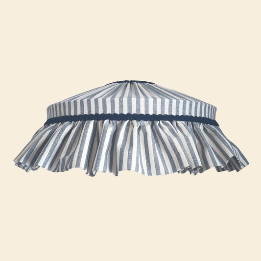 Ruffle  Blue Striped Cotton Lampshade