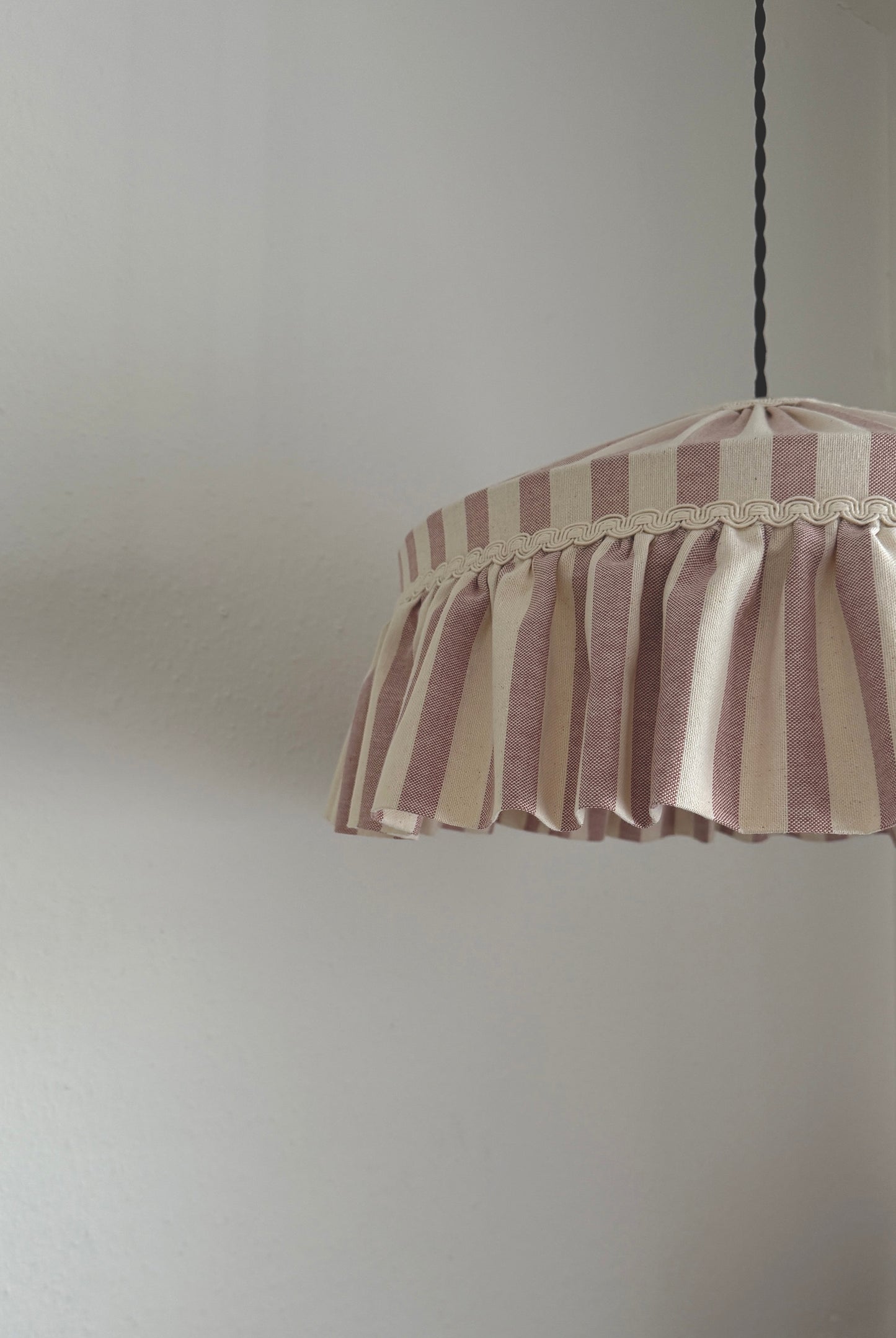 Ruffle lampshade dusty pink stripes
