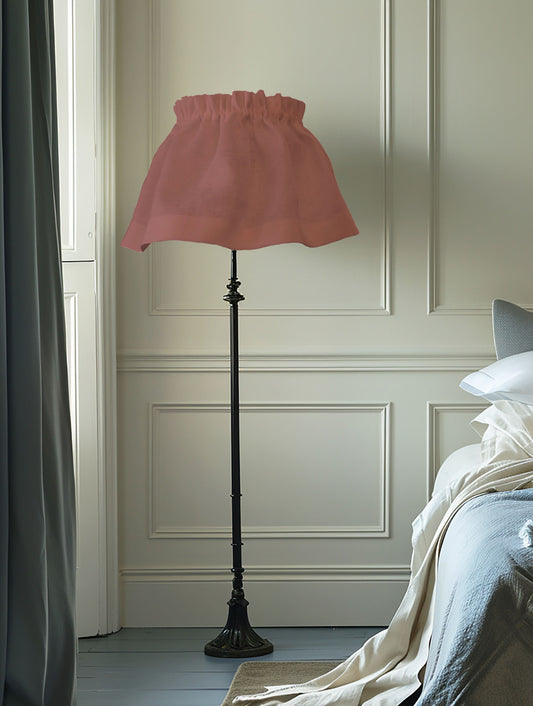Removable Canyon Rose Linen Skirt Ruffled Lampshade | Handmade English Cottage Style Lighting