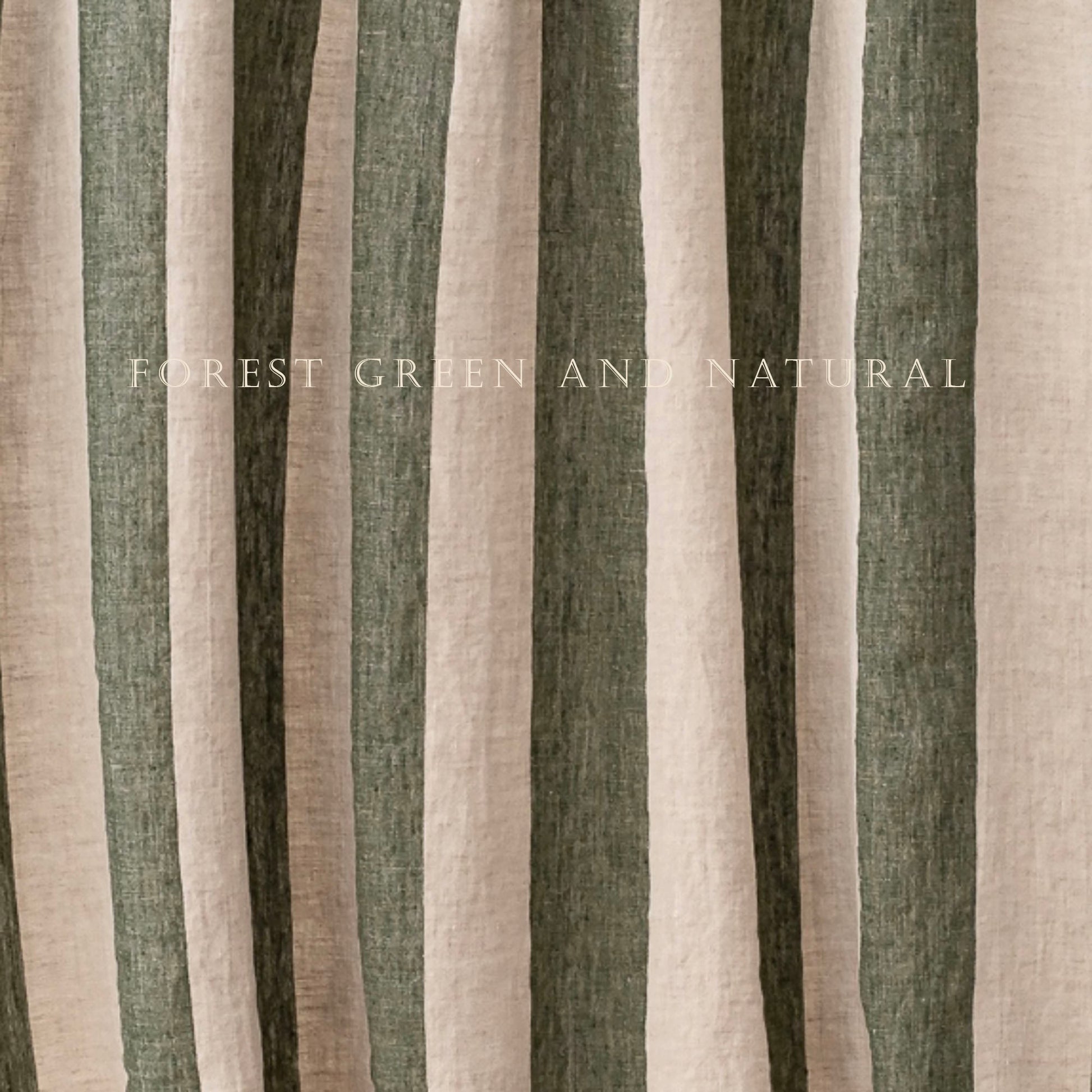 Striped fabric pattern with forest green and natural tones.