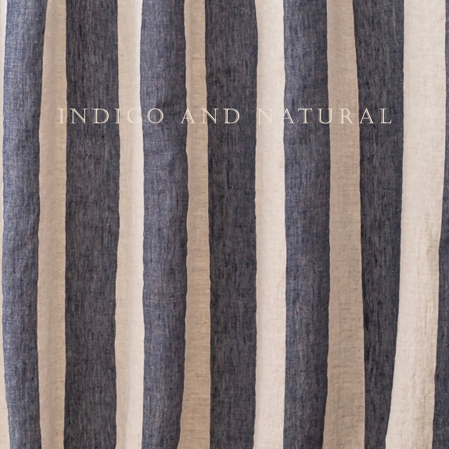 Striped fabric with indigo and natural color pattern