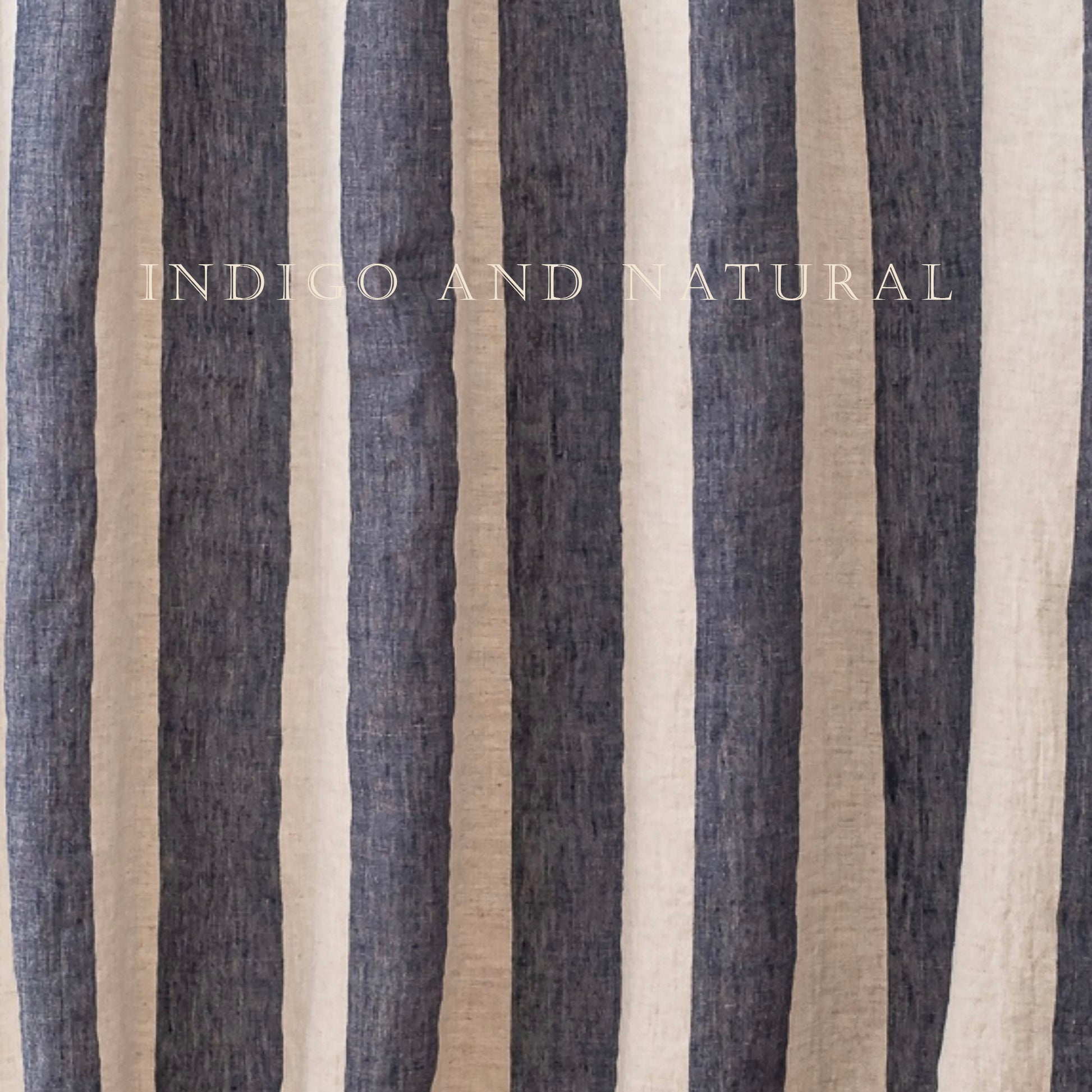Striped fabric with indigo and natural color pattern