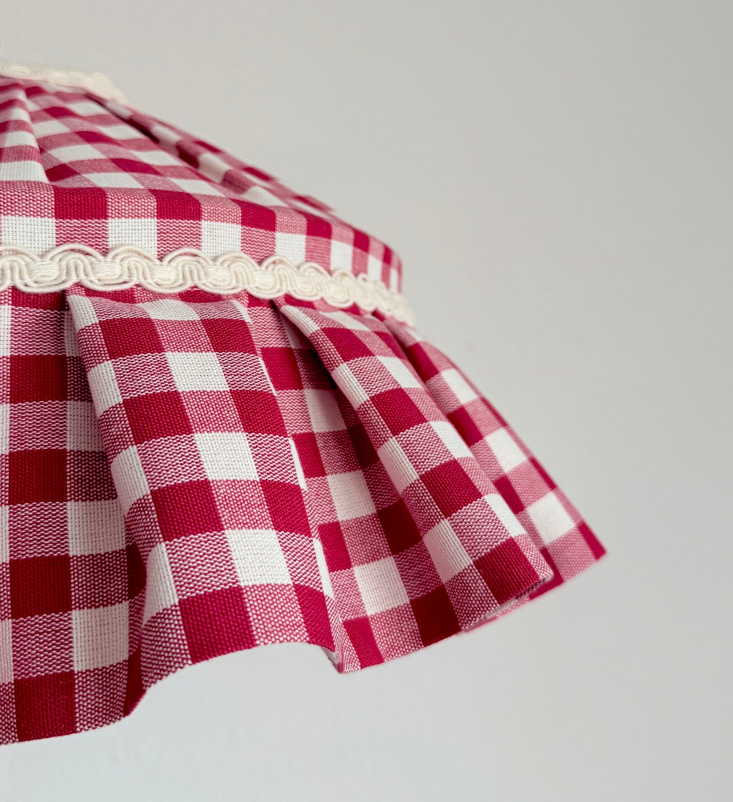 Red Gingham Ruffled Cotton Lampshade