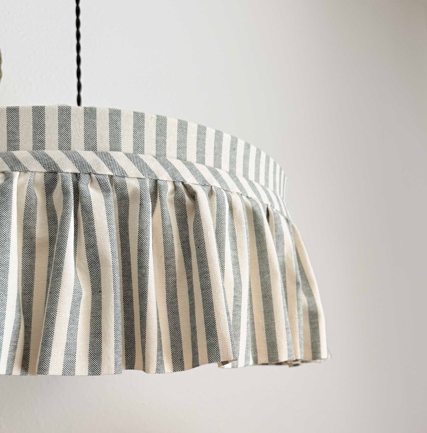 Ruffle Green Striped Cotton Lampshade