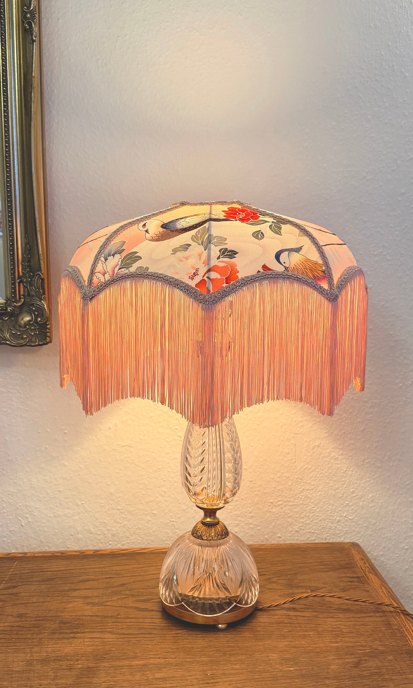 Petal Reverie – Handmade Japanese Silk Lampshade with Soft Fringe