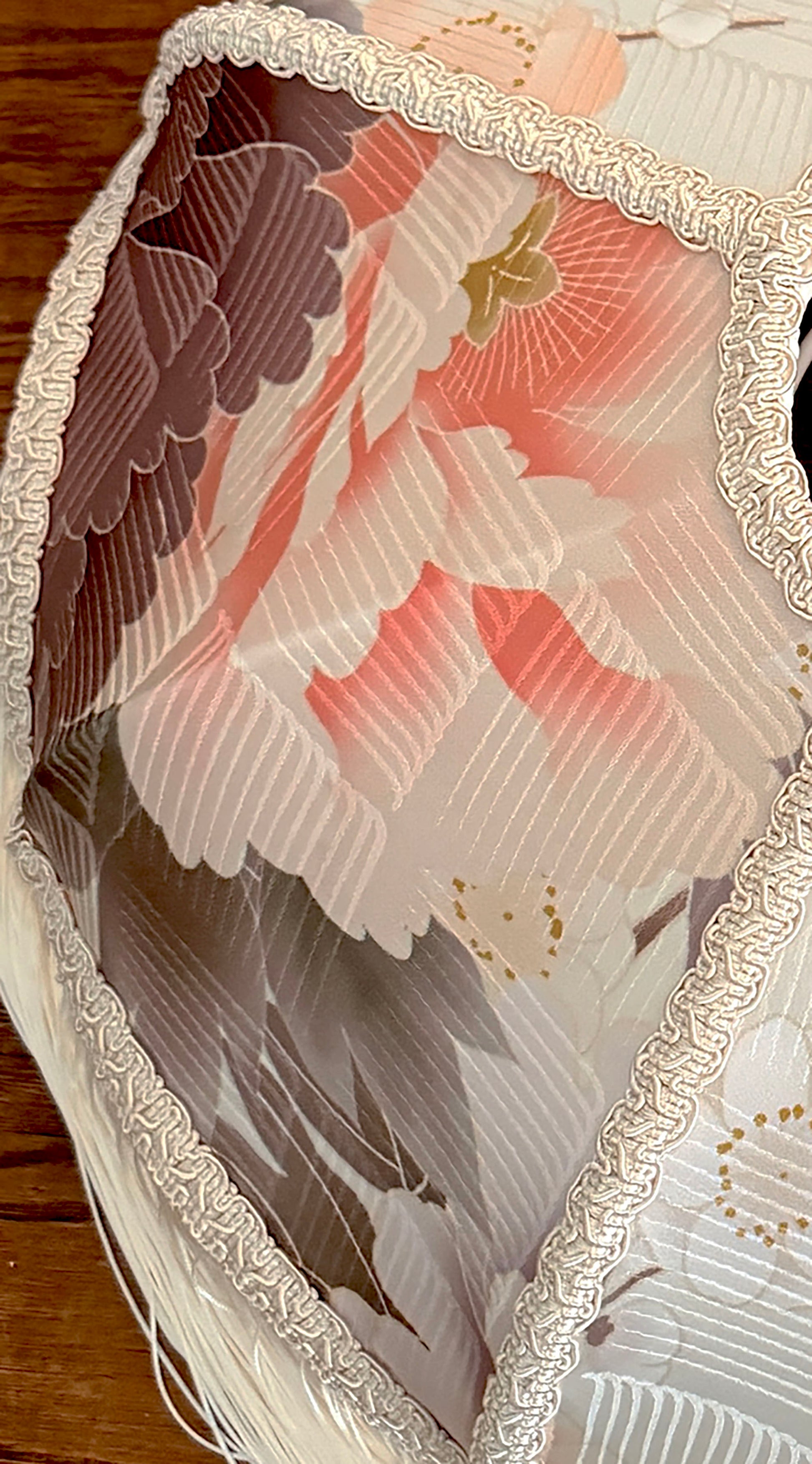 Close-up of a floral patterned fabric with intricate details