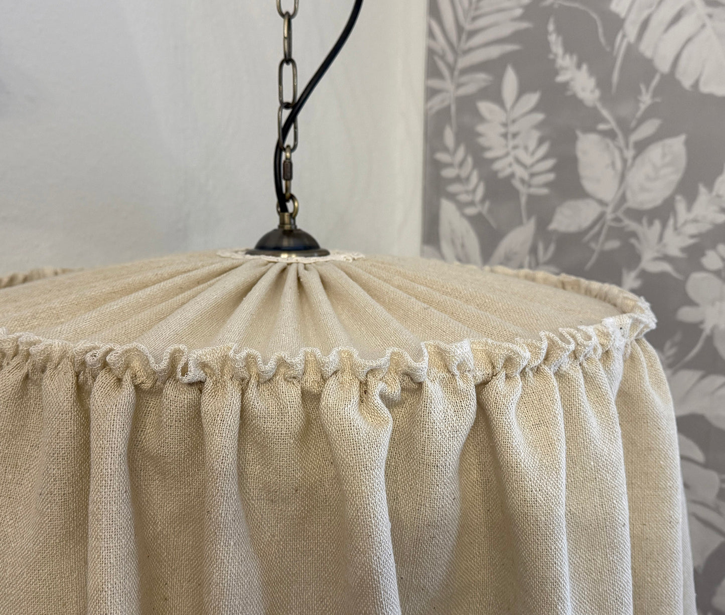 Large Ruffled Lampshade in Rough Raw Silk – Oatmeal