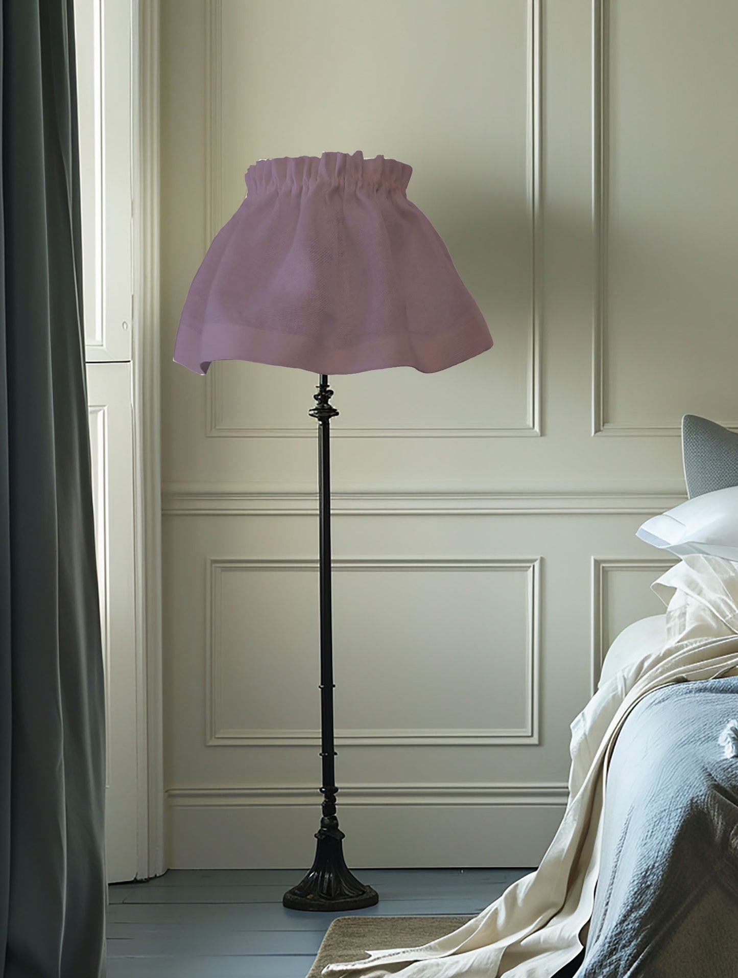 Removable Linen Skirt Ruffled Lampshade | Handmade English Cottage Style Lighting in Multiple Colours