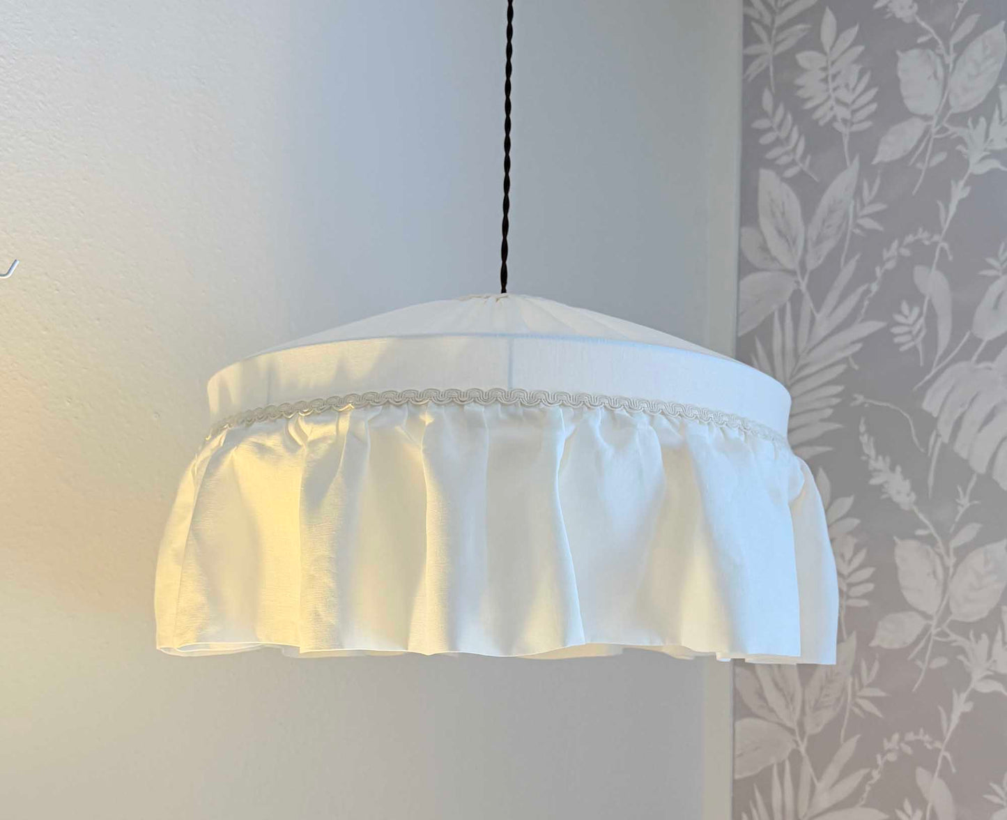 Handmade Ruffle linen lampshade off-white