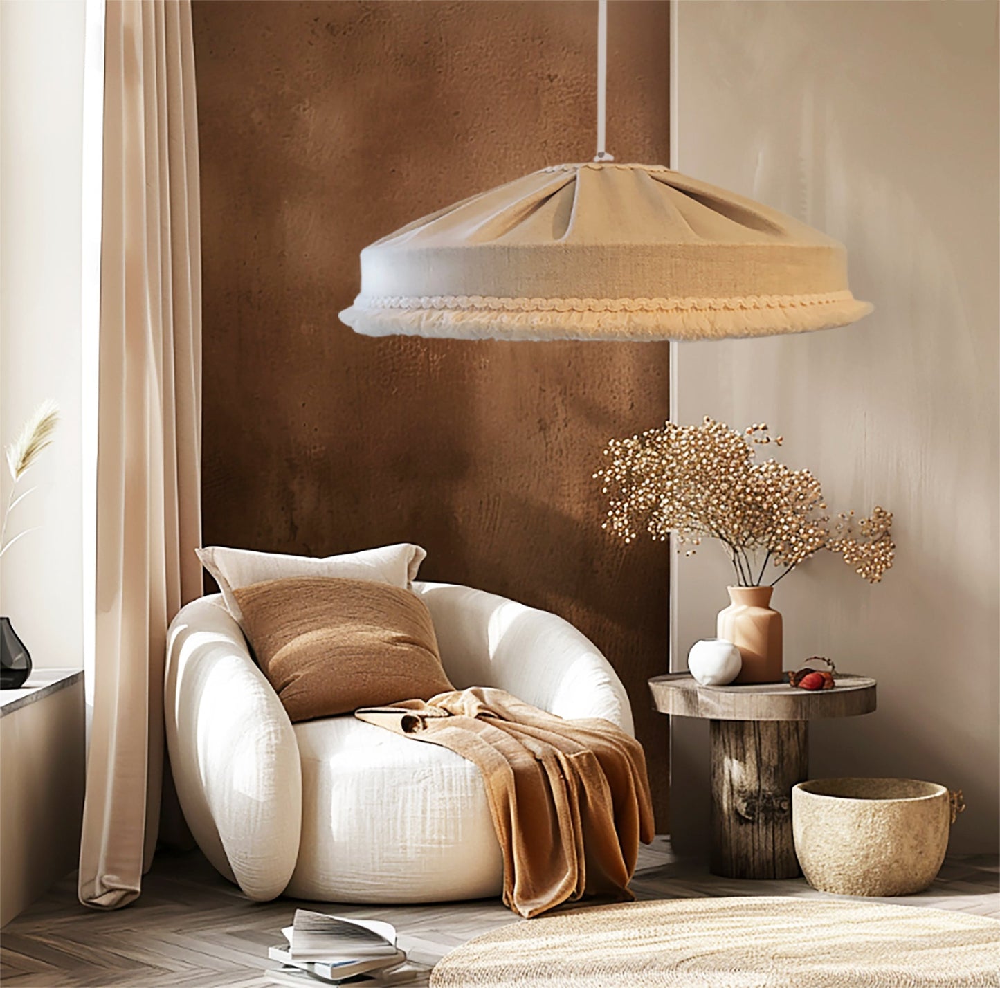 Handmade natural linen lampshade rustic style UK- MariaMarabellashades