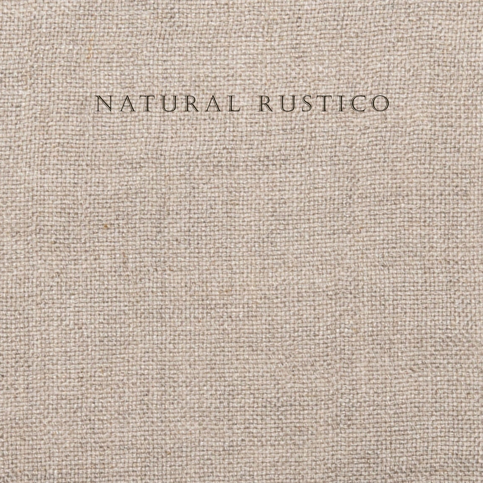 Textured beige fabric swatch with 'Natural Rustico' label