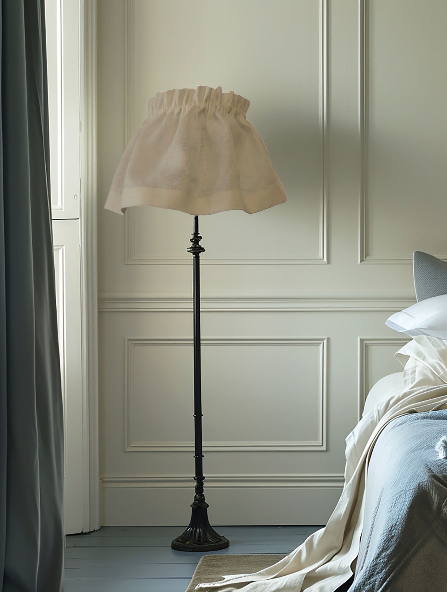 Removable Linen Skirt Ruffled Lampshade | Handmade English Cottage Style Lighting in Multiple Colours