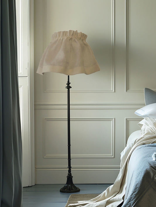 Removable Natural Linen Skirt Ruffled Lampshade | Handmade English Cottage Style Lighting