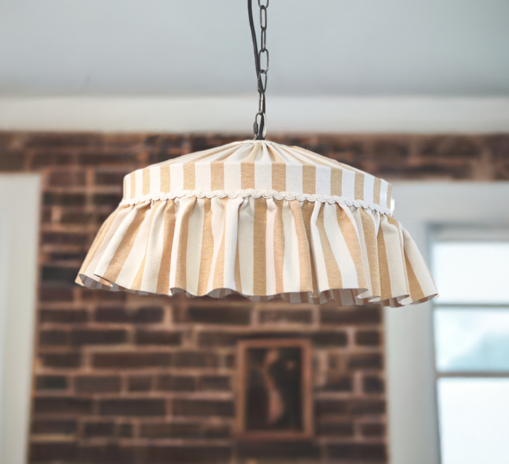 Ruffle lampshade mustard stripes Cotton Lampshade