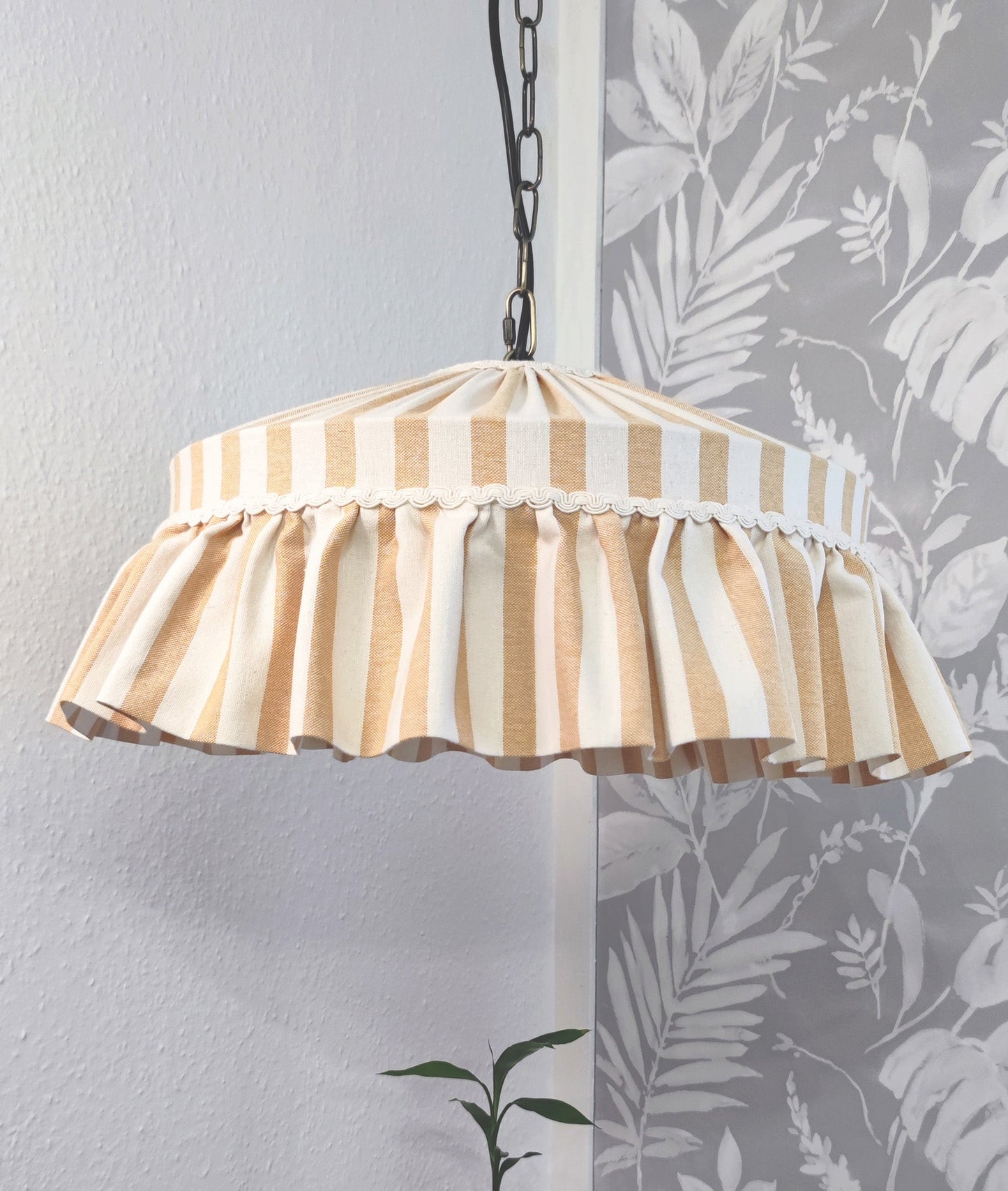 Ruffle lampshade mustard stripes Cotton Lampshade