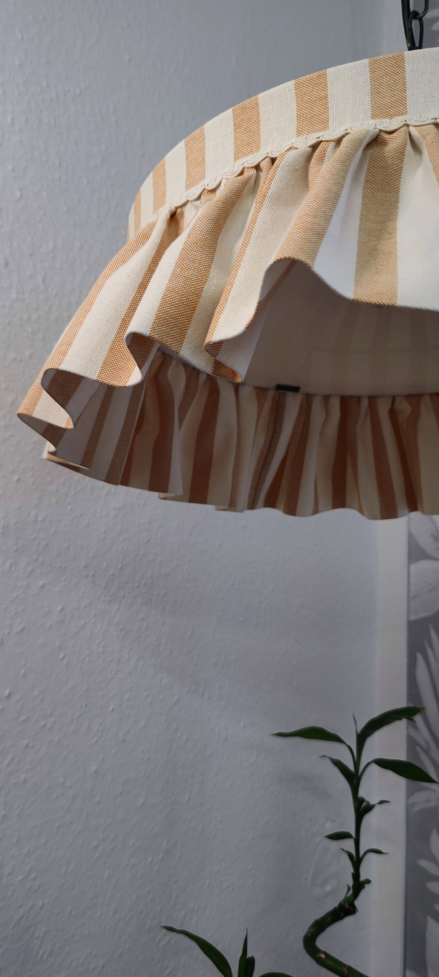 Ruffle lampshade mustard stripes Cotton Lampshade