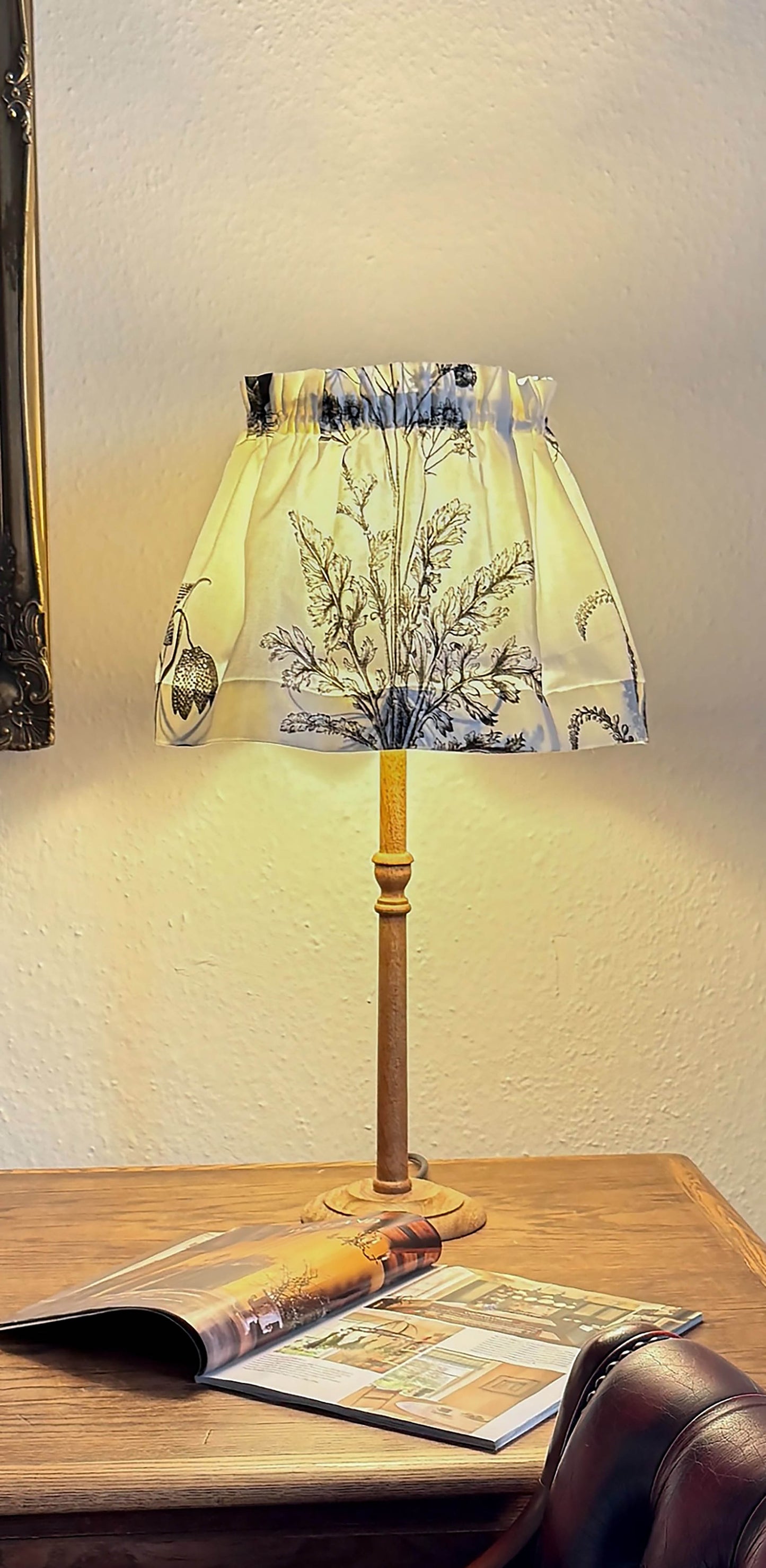 Schumacher Botanical Cotton Skirt Lampshade, Handmade Designer Fabric Shade