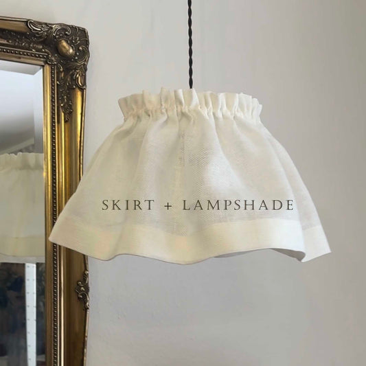 Removable Linen Skirt Ruffled Lampshade | Handmade English Cottage Style Lighting in Multiple Colours