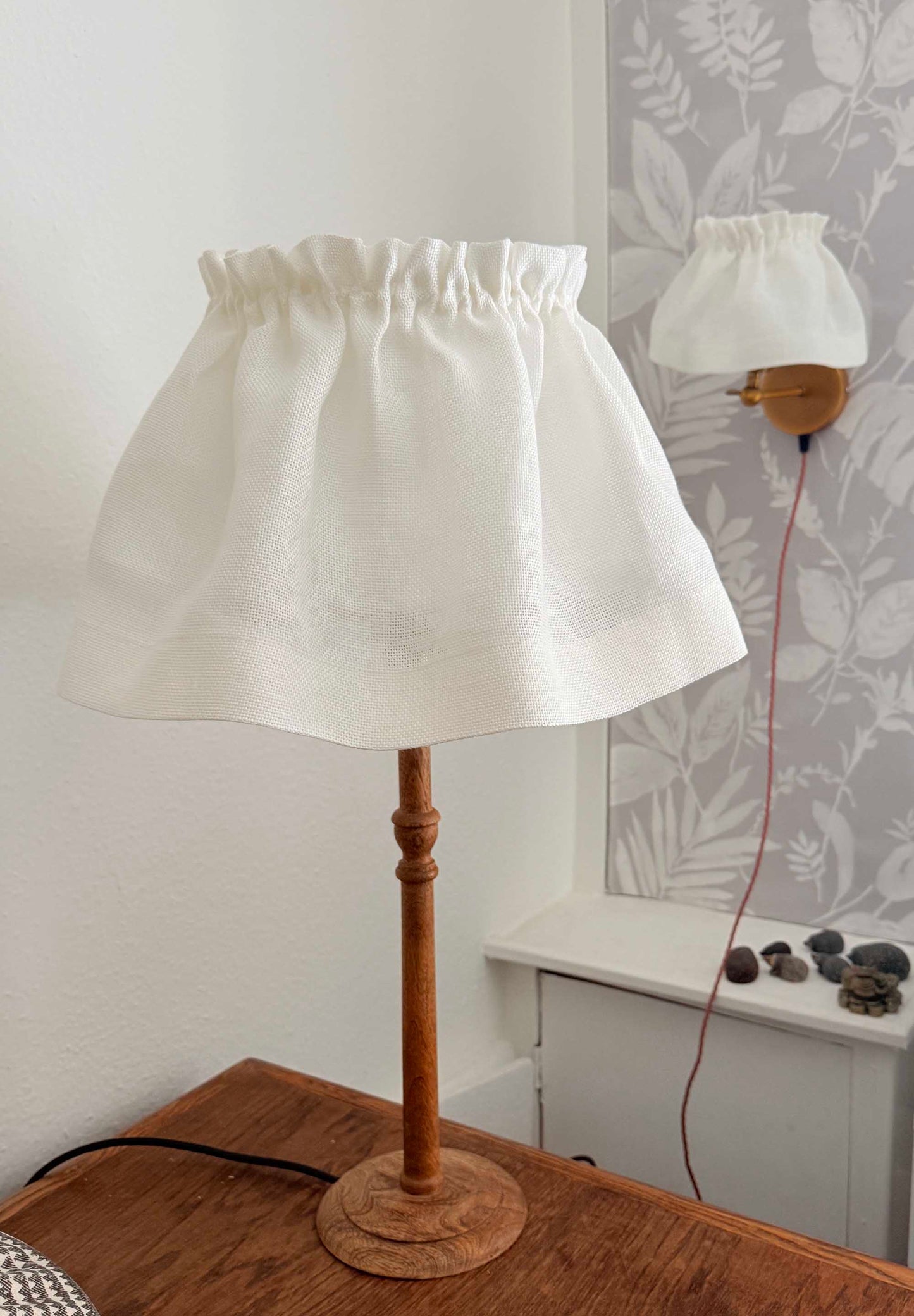 Removable Linen Skirt Ruffled Lampshade | Handmade English Cottage Style Lighting in Multiple Colours