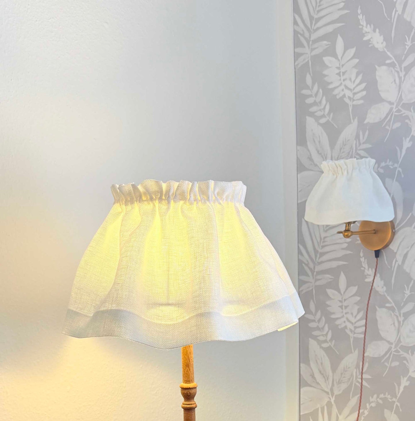 Removable Linen Skirt Ruffled Lampshade | Handmade English Cottage Style Lighting in Multiple Colours