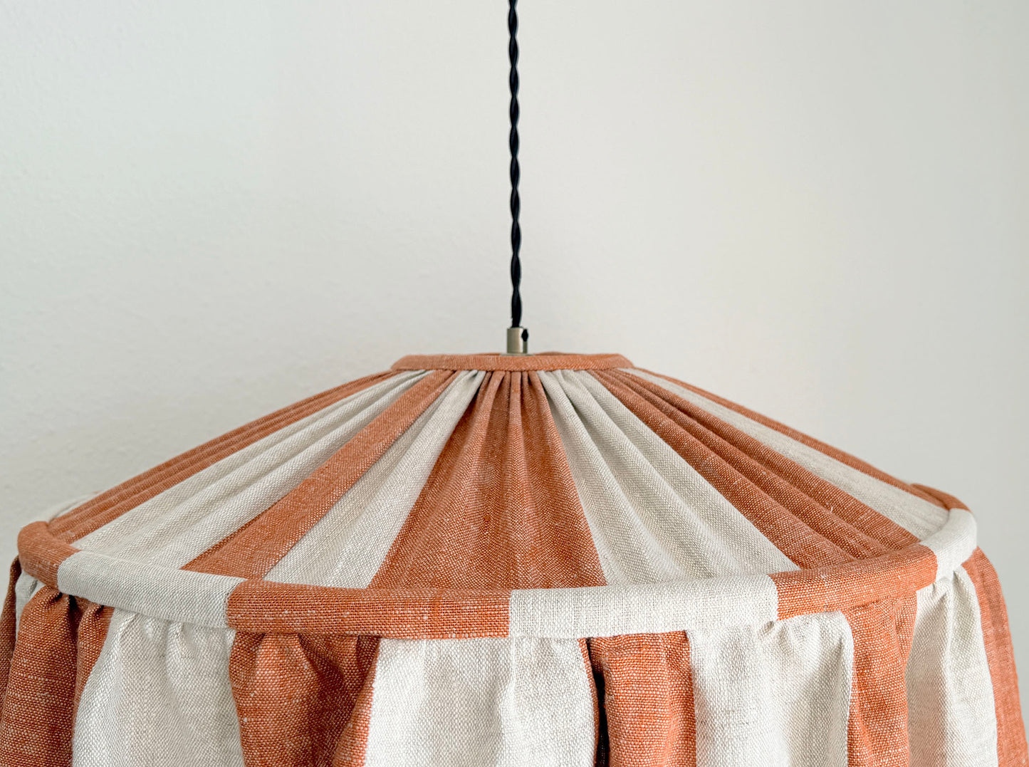 Terracotta Brick Linen Ruffled  Striped Lampshade
