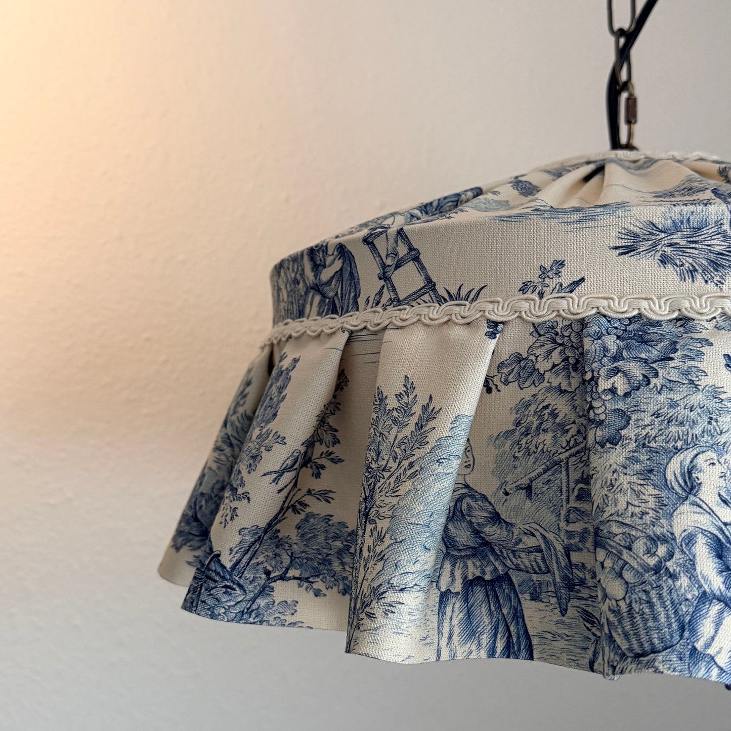 Ruffle Toile French Blue Cotton Lampshade