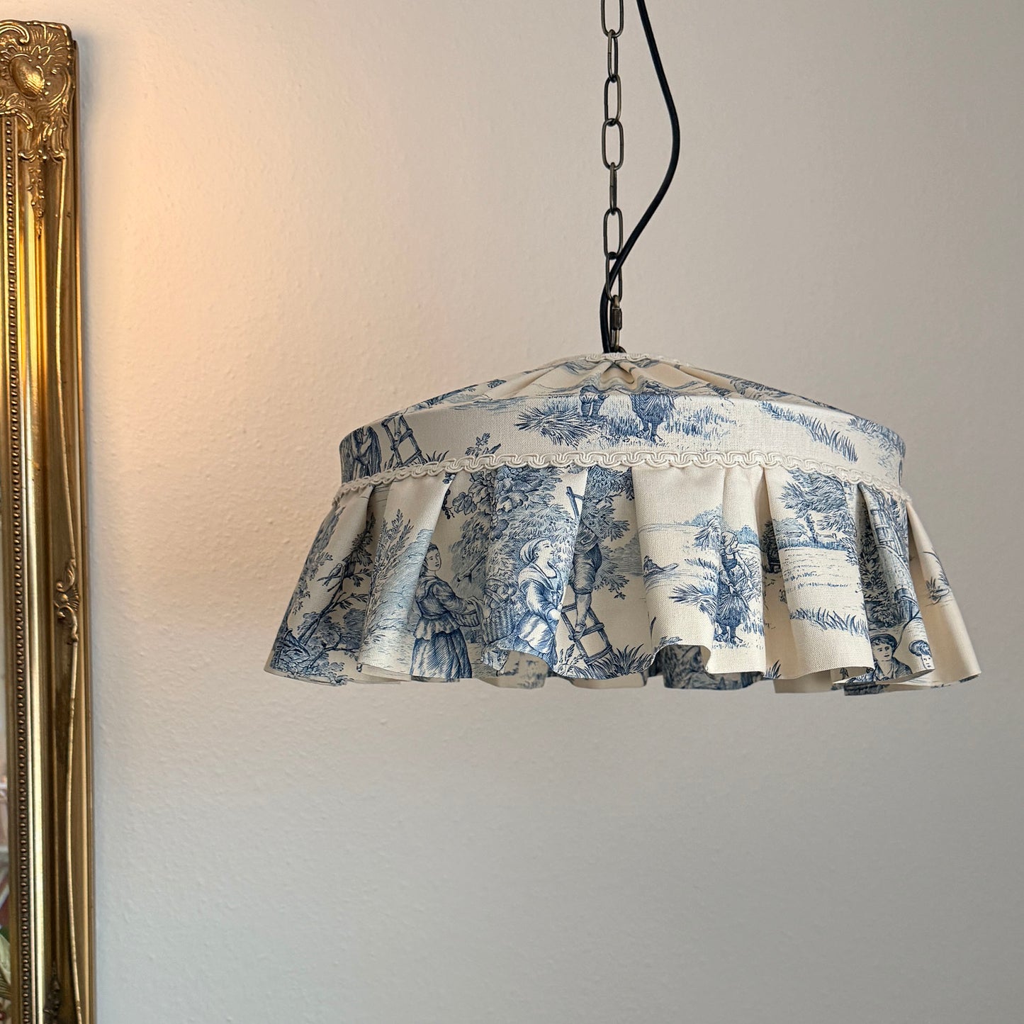 Ruffle Toile French Blue Cotton Lampshade