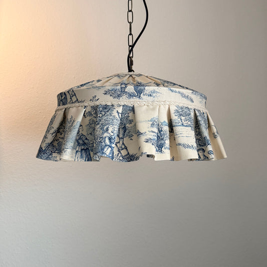 Ruffle Toile French Blue Cotton Lampshade