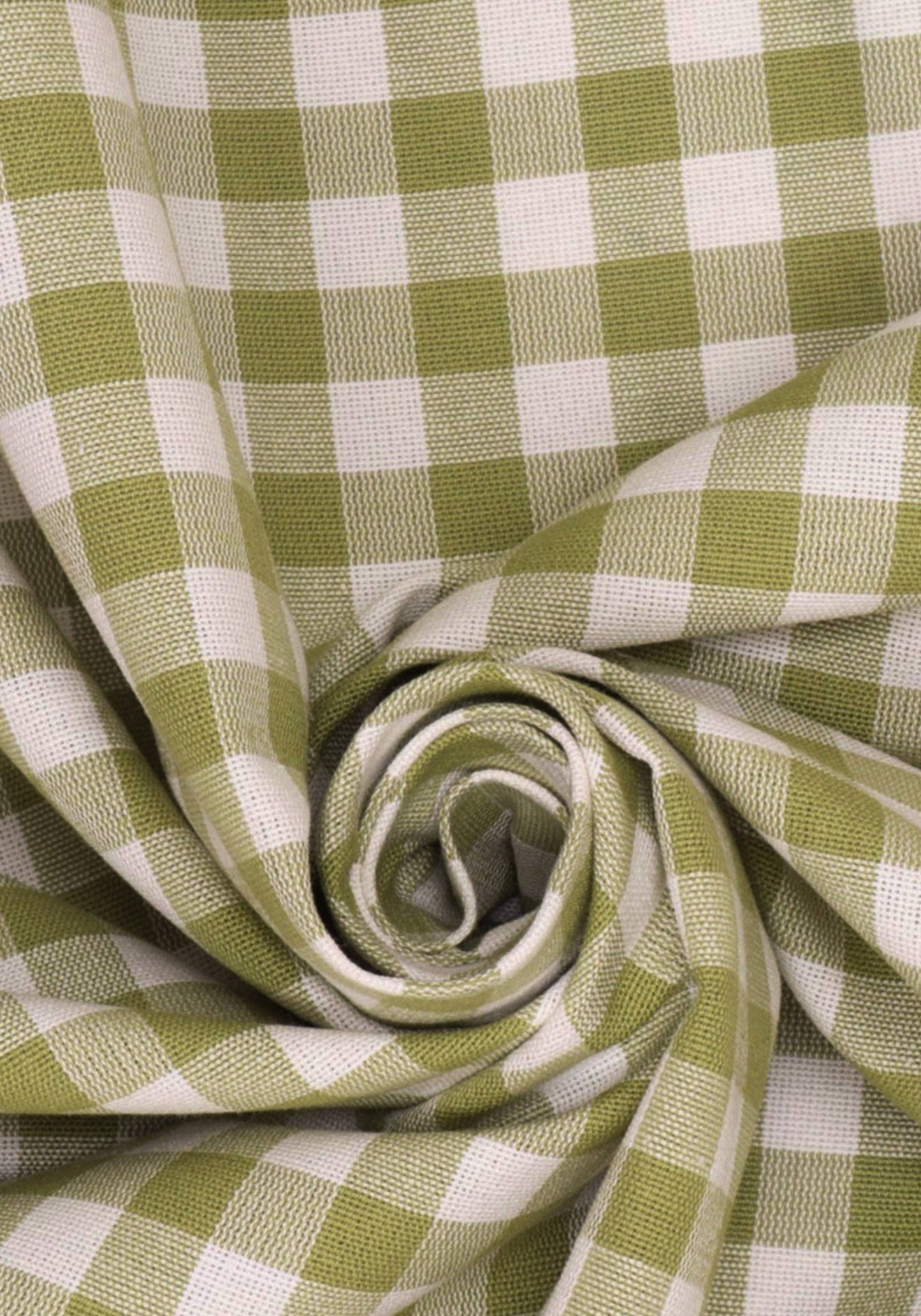 Rustic gingham lampshade with ruffles cottage core fabric in green and white cotton, ideal for handmade lamp shades and cozy farmhouse decor.