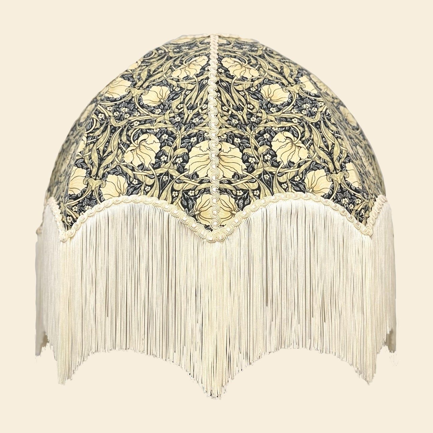 William Morris Pimpernel blue Lampshade with fringe