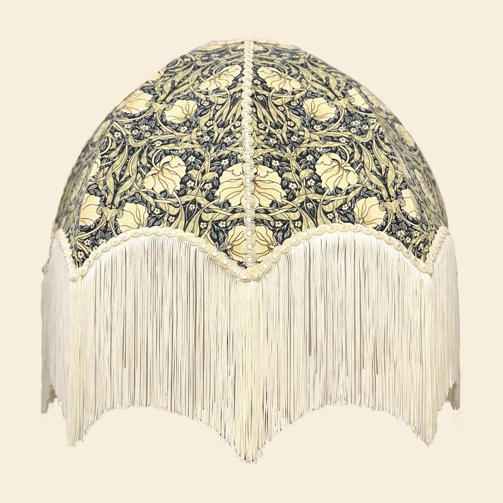 William Morris Pimpernel blue Lampshade with fringe