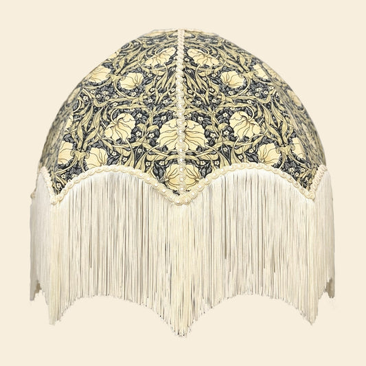 William Morris Pimpernel blue Lampshade with fringe