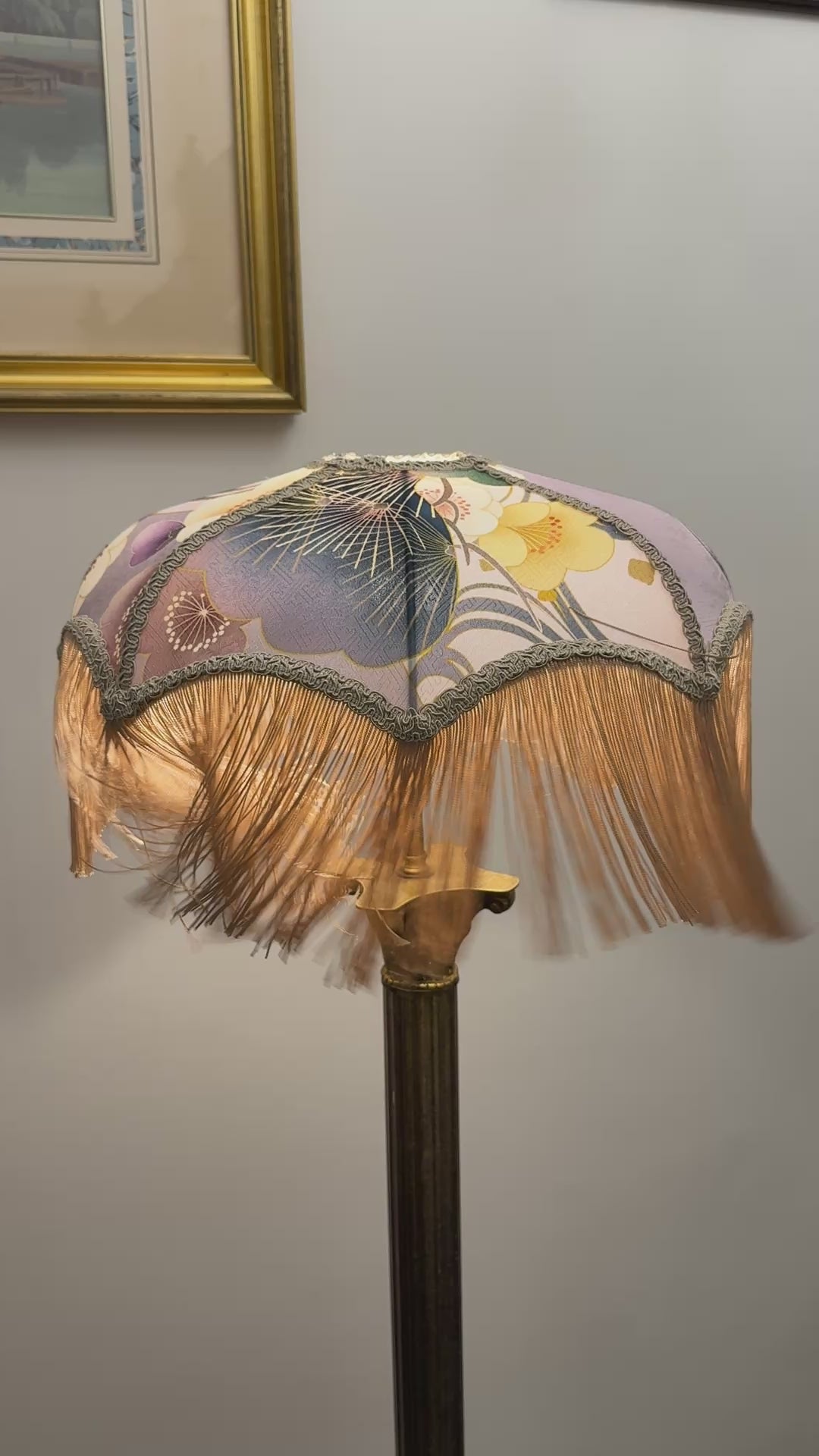 Japanese silk lampshade with fringe video 6