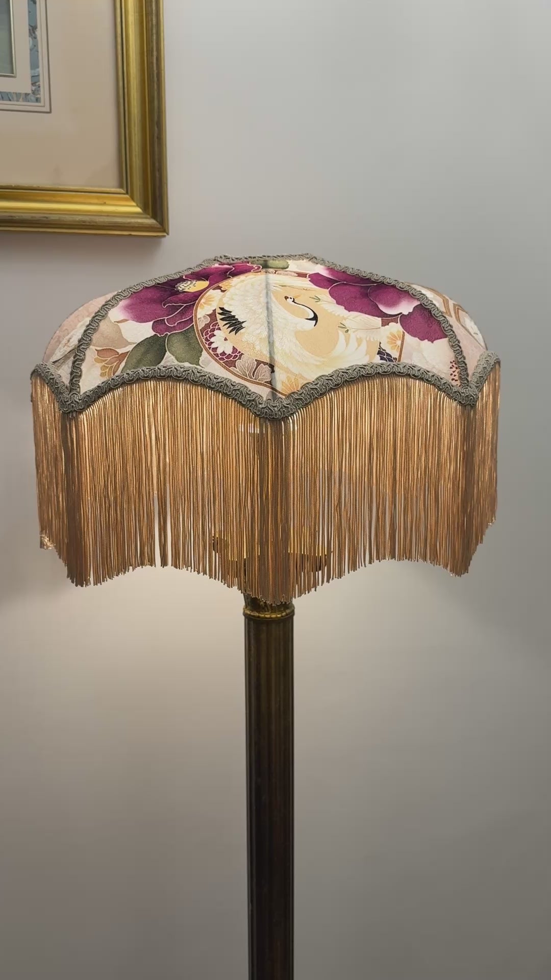 Japanese silk lampshade with fringe vidoe 3