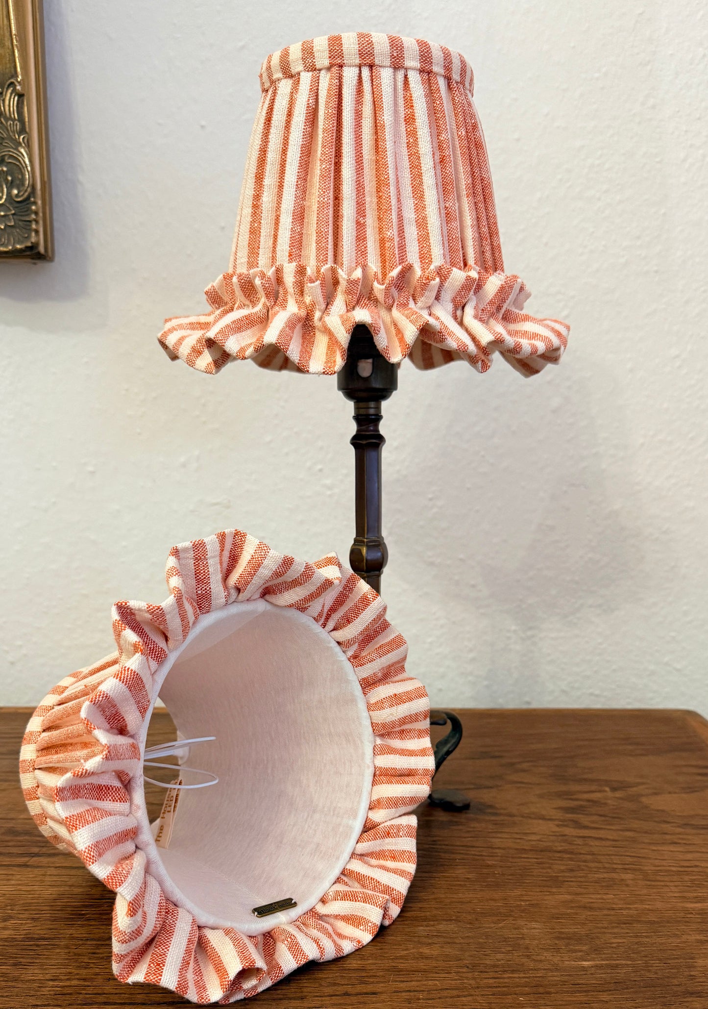 Six inches pinstripe lampshades with ruffles