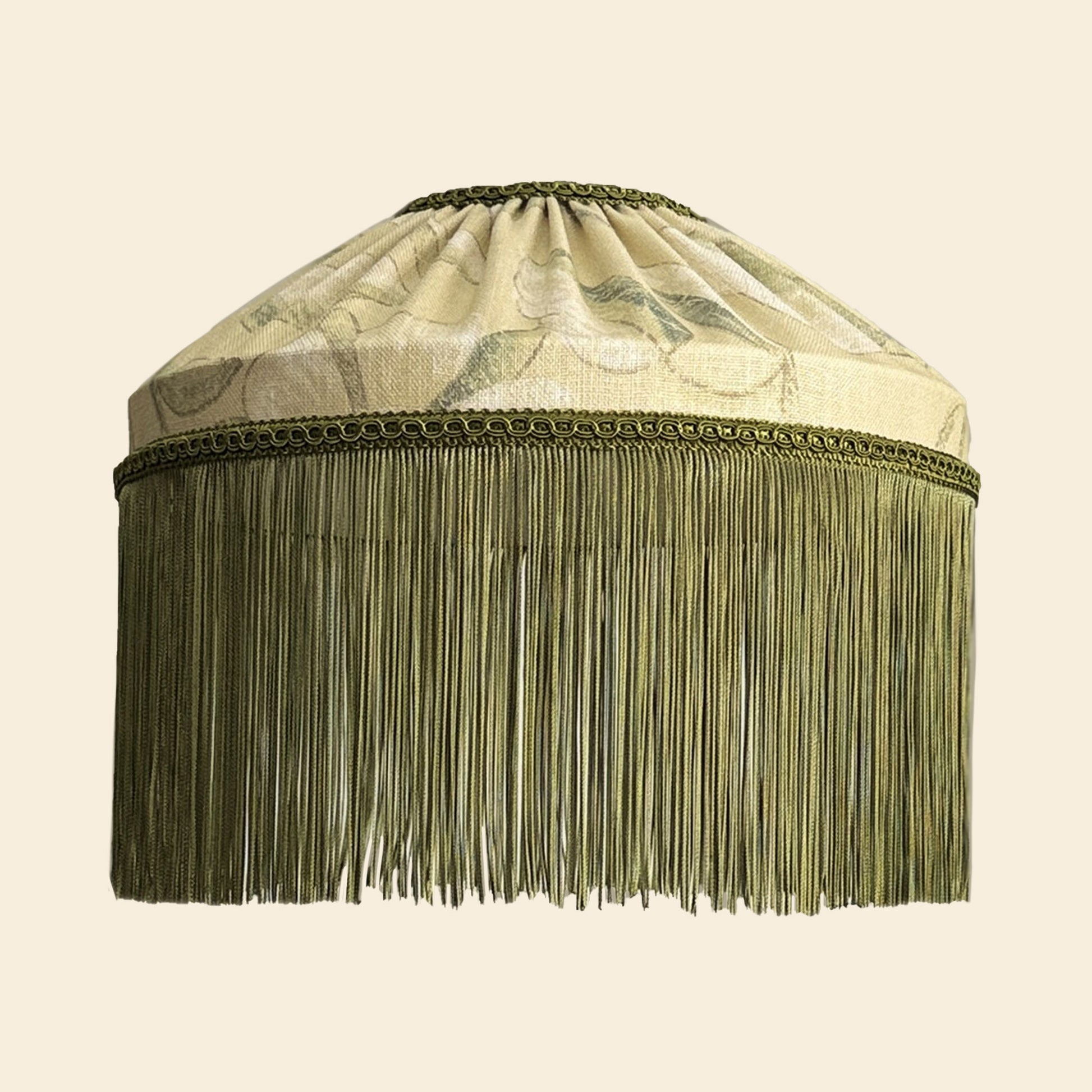 Decorative lampshade with fringes on a beige background